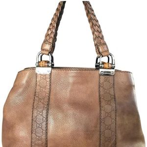 Gucci Brown leather Bamboo Bar Tote w/ dust bag